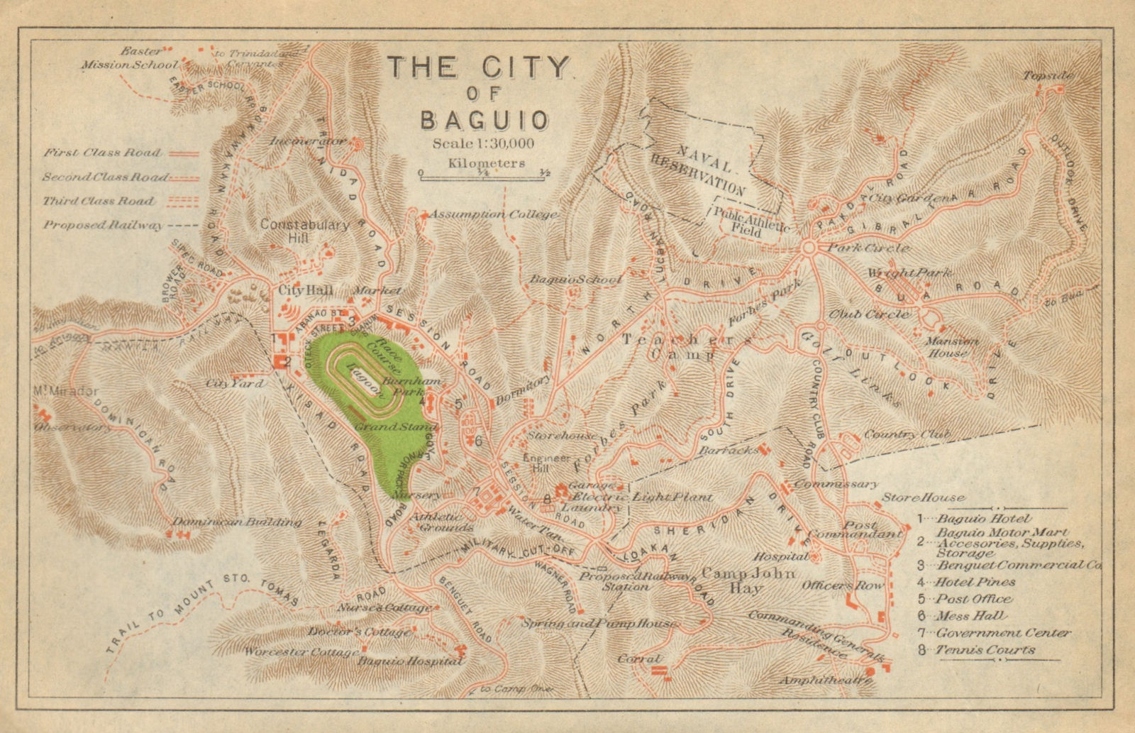 The City of Baguio town plan. Luzon. Philippines 1920 old vintage map chart