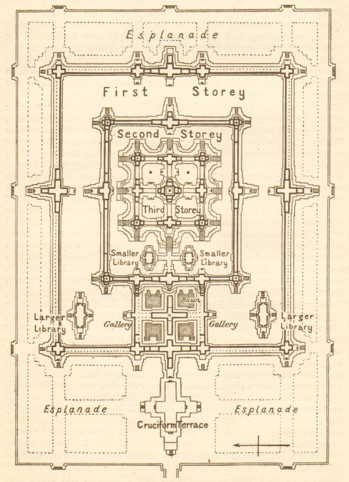 Angkor Wat sketch map. Cambodia 1920 old vintage plan chart