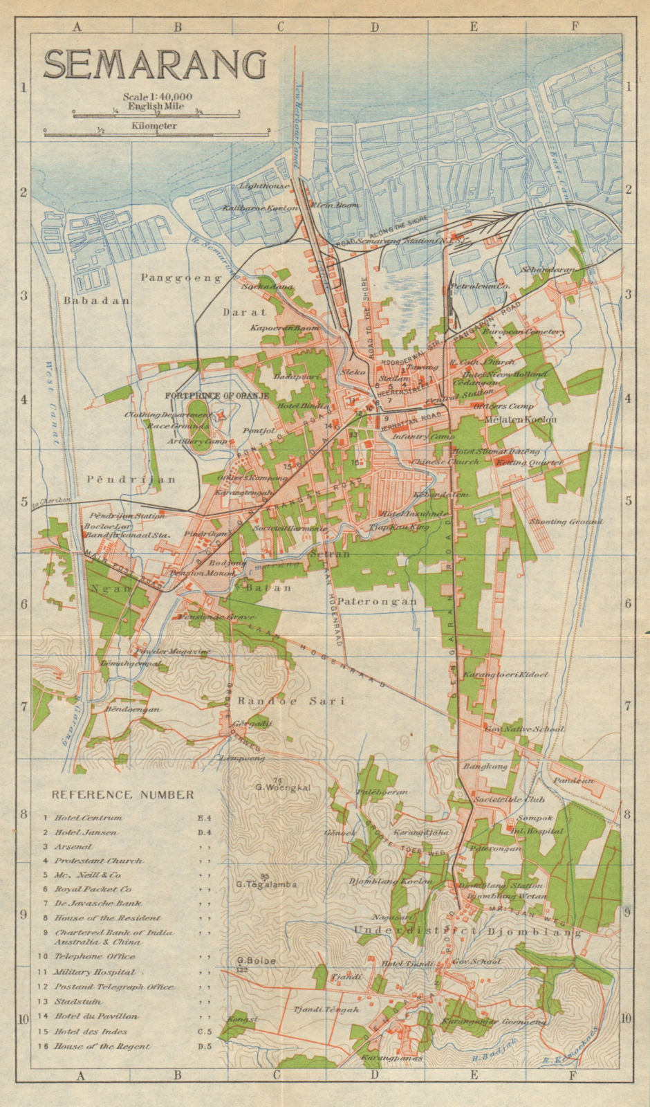 Associate Product Semarang antique town city plan. Central Java. Indonesia 1920 old map