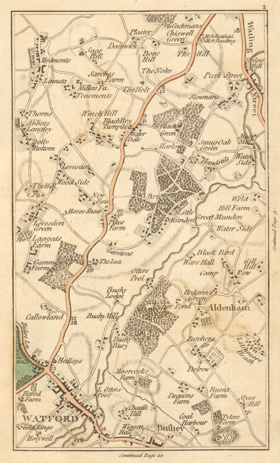 Associate Product WATFORD. Aldenham,Bricket Wood,Chiswell Green,Bushey,Abbots Langley 1811 map