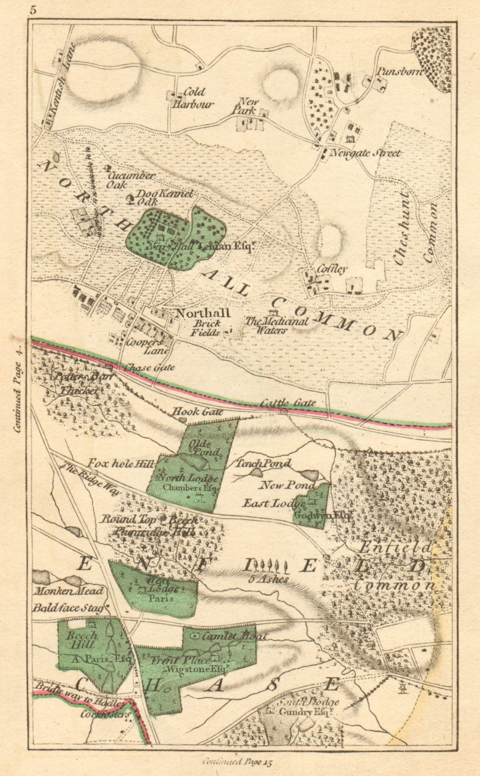 ENFIELD CHASE. Cockfosters,East Barnet,Southgate,Northaw,Potters Bar 1811 map
