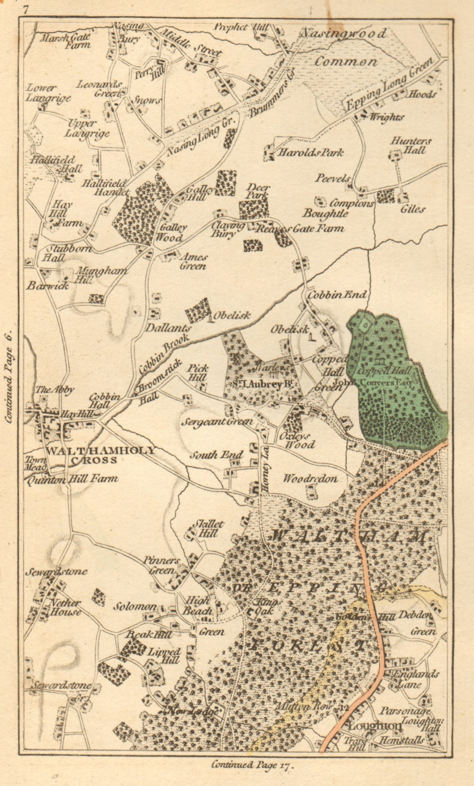 Associate Product WALTHAM ABBEY. Loughton,Lower Nazeing,Sewardstone,High Beach,Wood Grn 1811 map