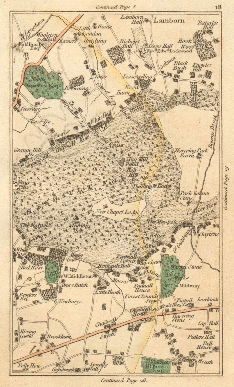 ILFORD. Chigwell Row, Hainault, Chadwell Heath, Romford, Loughton 1811 old map