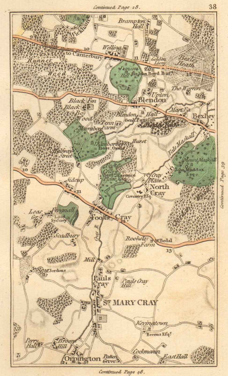 Associate Product ORPINGTON.North/Foots/St Mary/St Paul's Cray,Chislehurst,Bexley/heath 1811 map