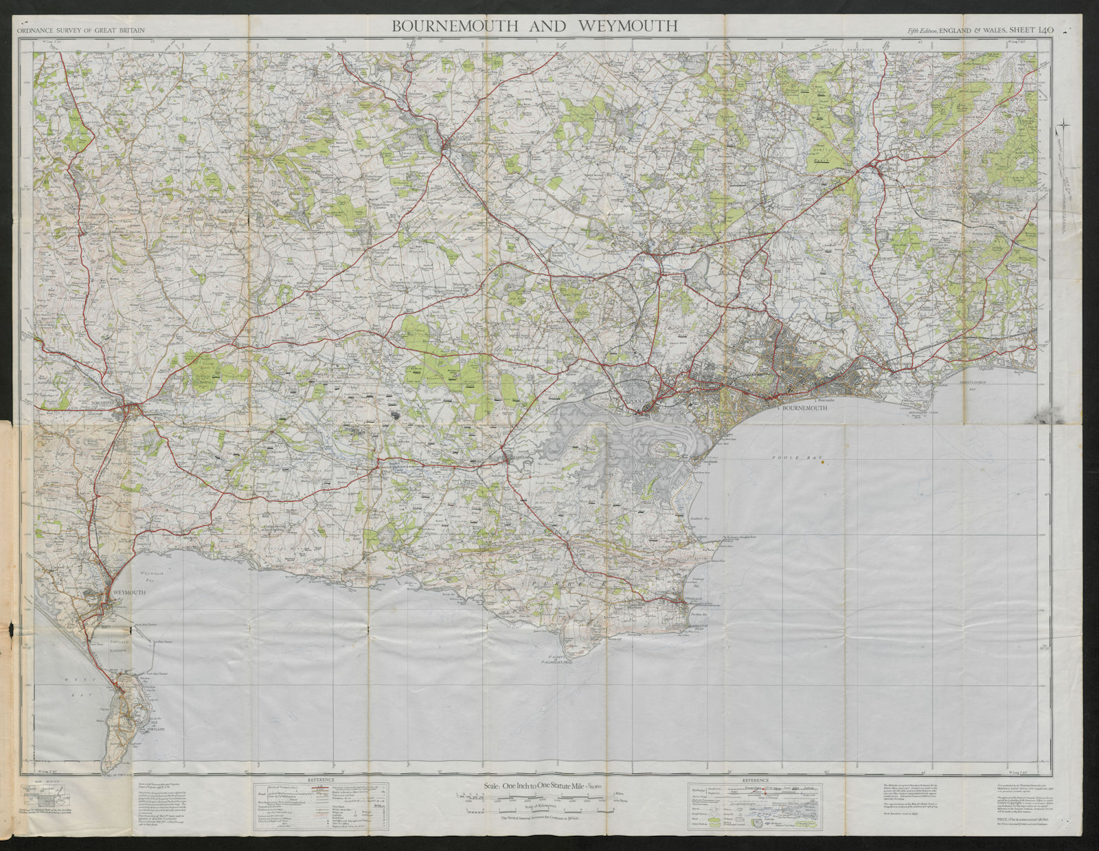 Associate Product Bournemouth & Weymouth sheet 140. Dorset Swanage. ORDNANCE SURVEY 1939 old map