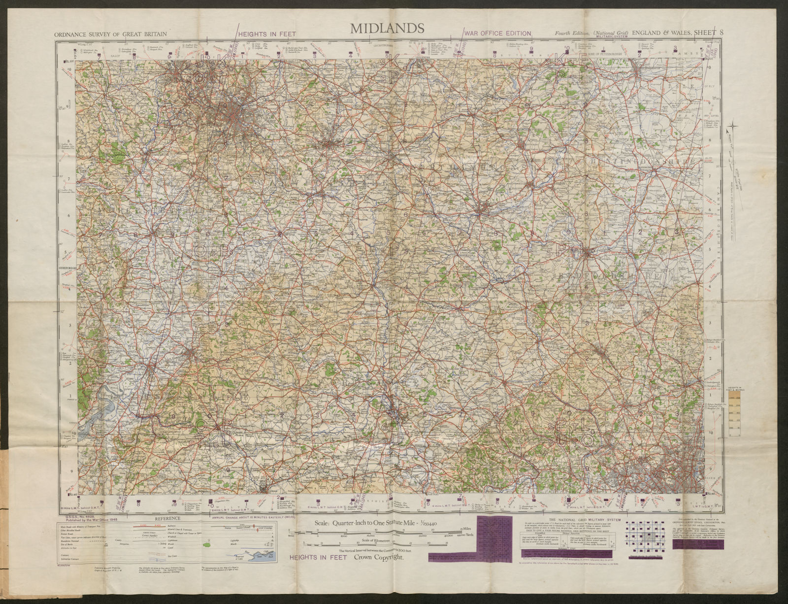 War Office Sheet 8 MIDLANDS. Cotswolds Chilterns. ORDNANCE SURVEY 1948 map