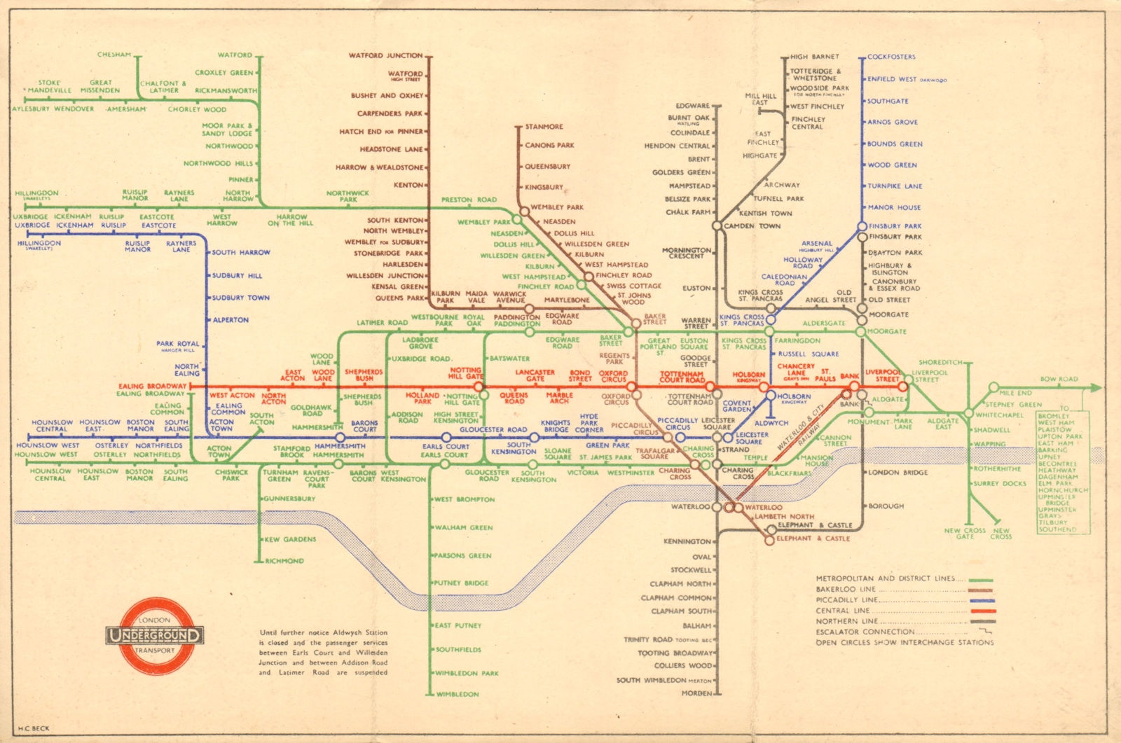 Associate Product LONDON UNDERGROUND tube map plan diagram. Green Metropolitan Line. BECK #1 1943
