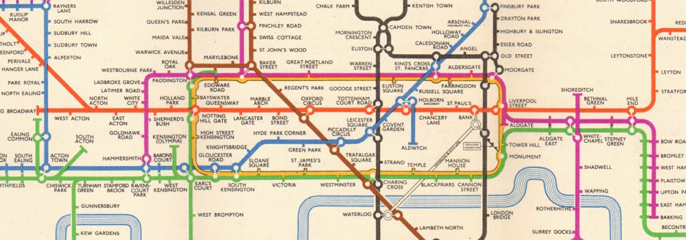 London Underground Tube Map Plan Diagram South Acton Harry Beck 1954 Old