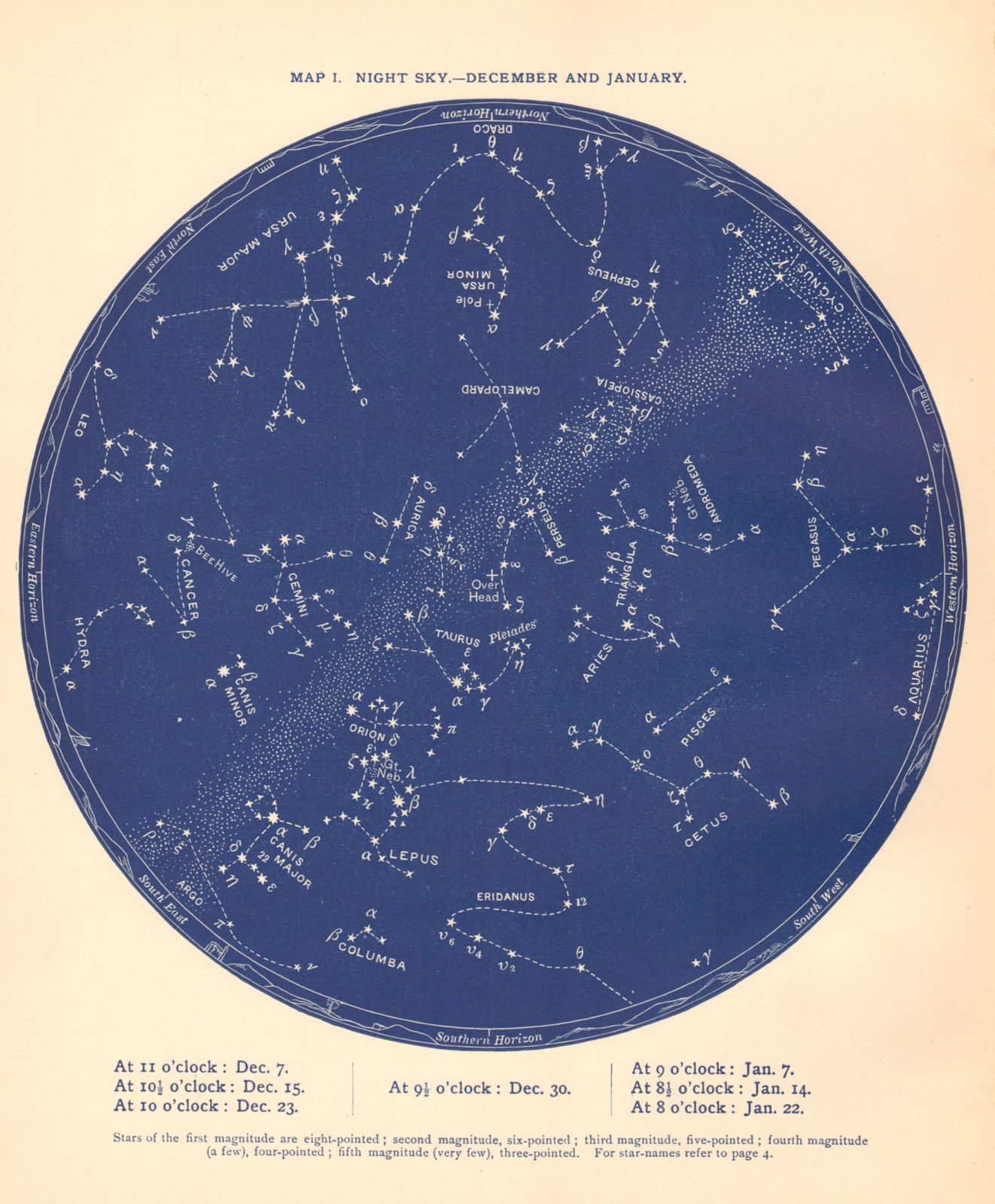 STAR MAP I. The Night Sky. December January. Astronomy. PROCTOR