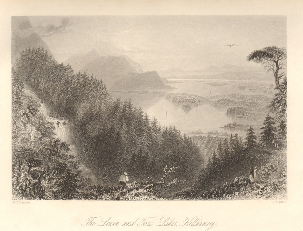 The Lower / Leane and Torc Lakes, Killarney, from Torc Waterfall. Ireland 1843