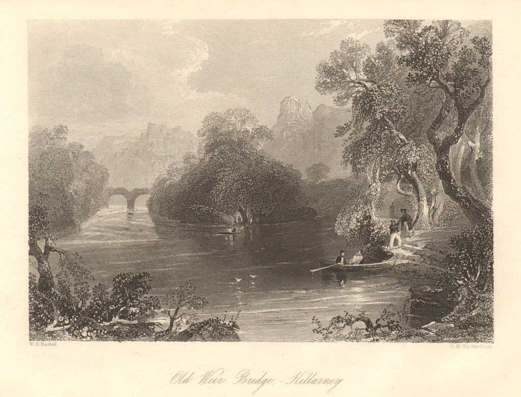 Associate Product Old Weir Bridge - Killarney. Ireland 1843 antique vintage print picture