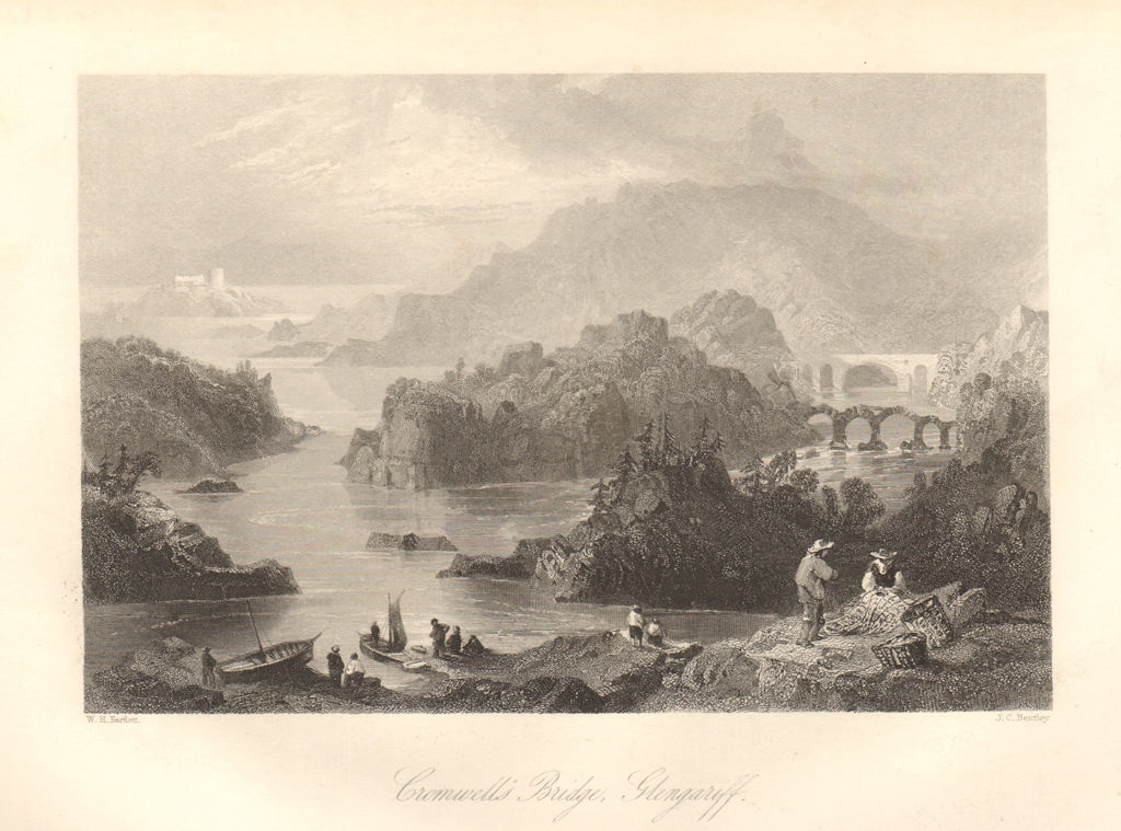 Cromwell's Bridge, Glengariff, County Cork. Ireland 1843 old antique print