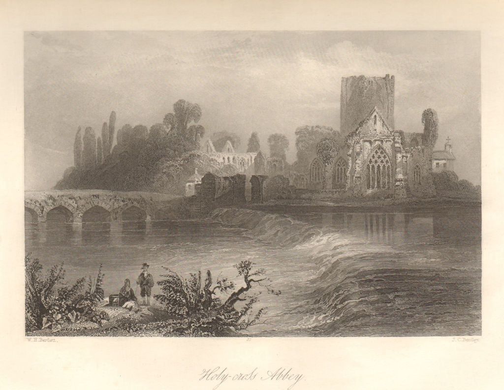 Holy Cross Abbey, on the Suir. Holycross, Tipperary, Ireland 1843 old print