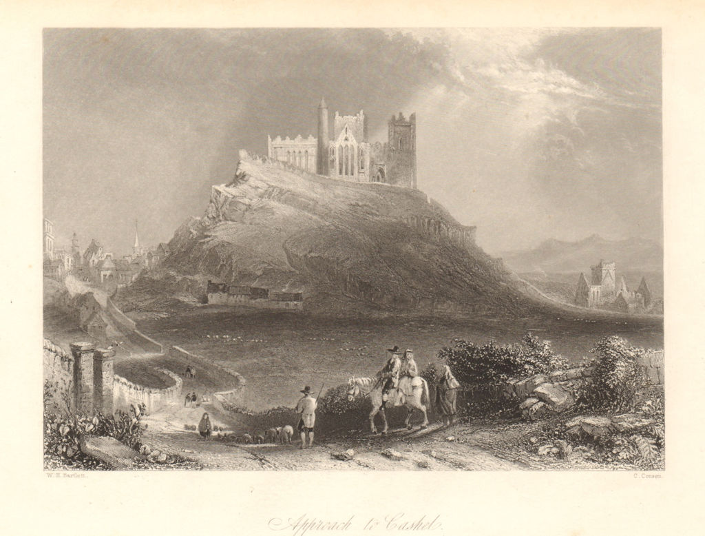 Approach to Cashel, from the North. Ireland 1843 old antique print picture