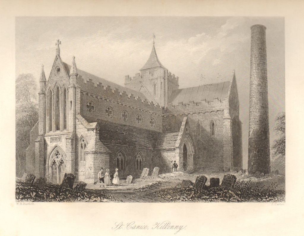 Associate Product St. Canice's Cathedral, Kilkenny. Ireland 1843 old antique print picture