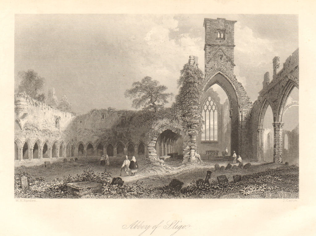 Abbey of Sligo. Ireland 1843 old antique vintage print picture