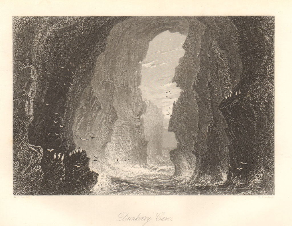 Dunkerry Cave, County Antrim. Northern Ireland. Ulster 1843 old antique print