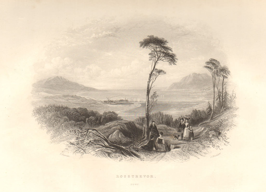 Rostrevor Down, County Down. Ireland Ulster 1843 old antique print picture