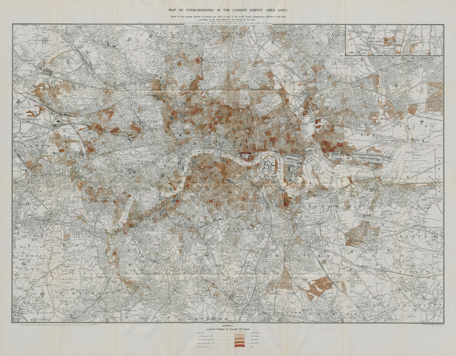 London Overcrowding. People per room. Charles Booth / LSE POVERTY MAP 1931