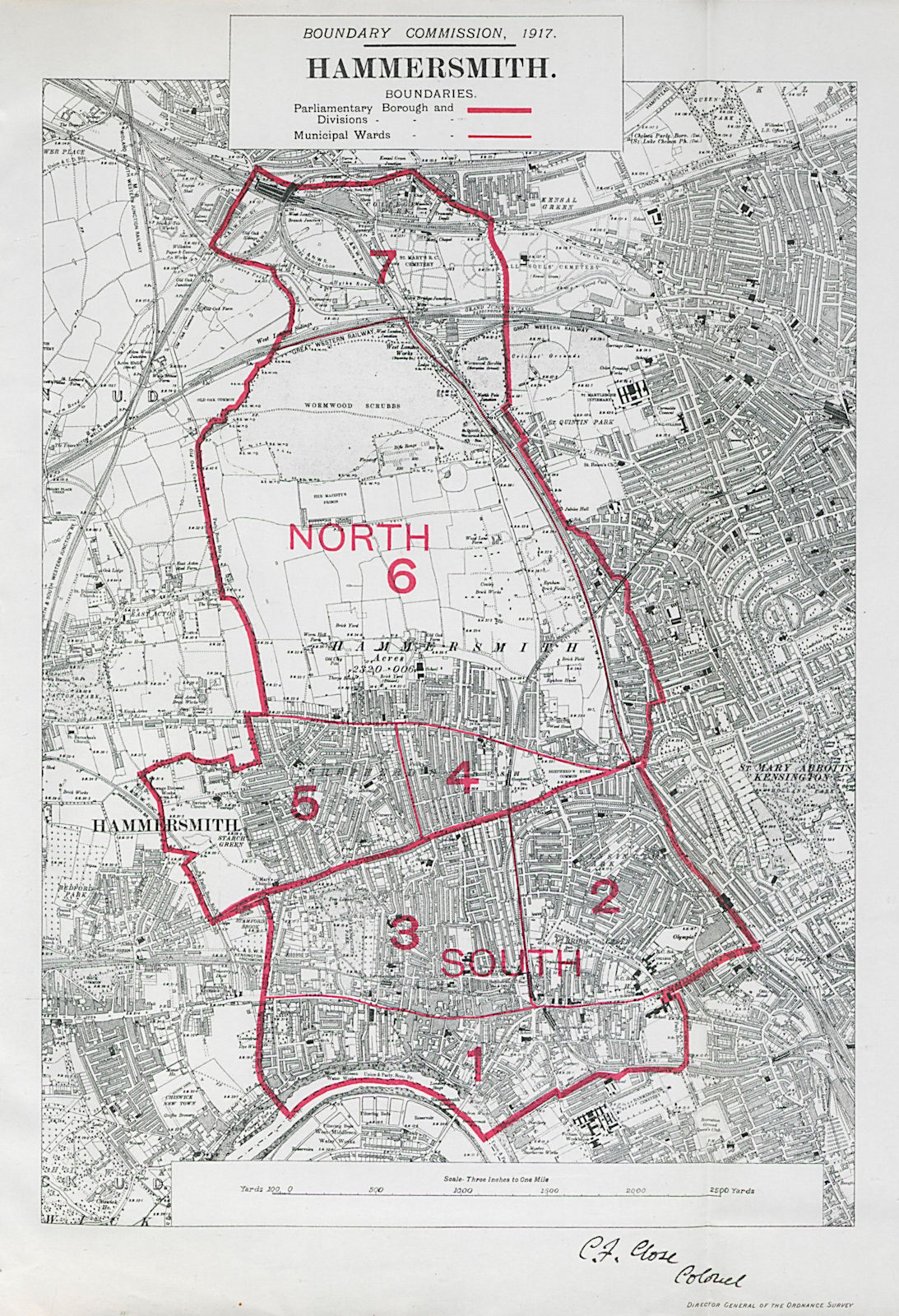 Hammersmith Parliamentary Borough. Shepherds Bush. BOUNDARY COMMISSION 1917 map