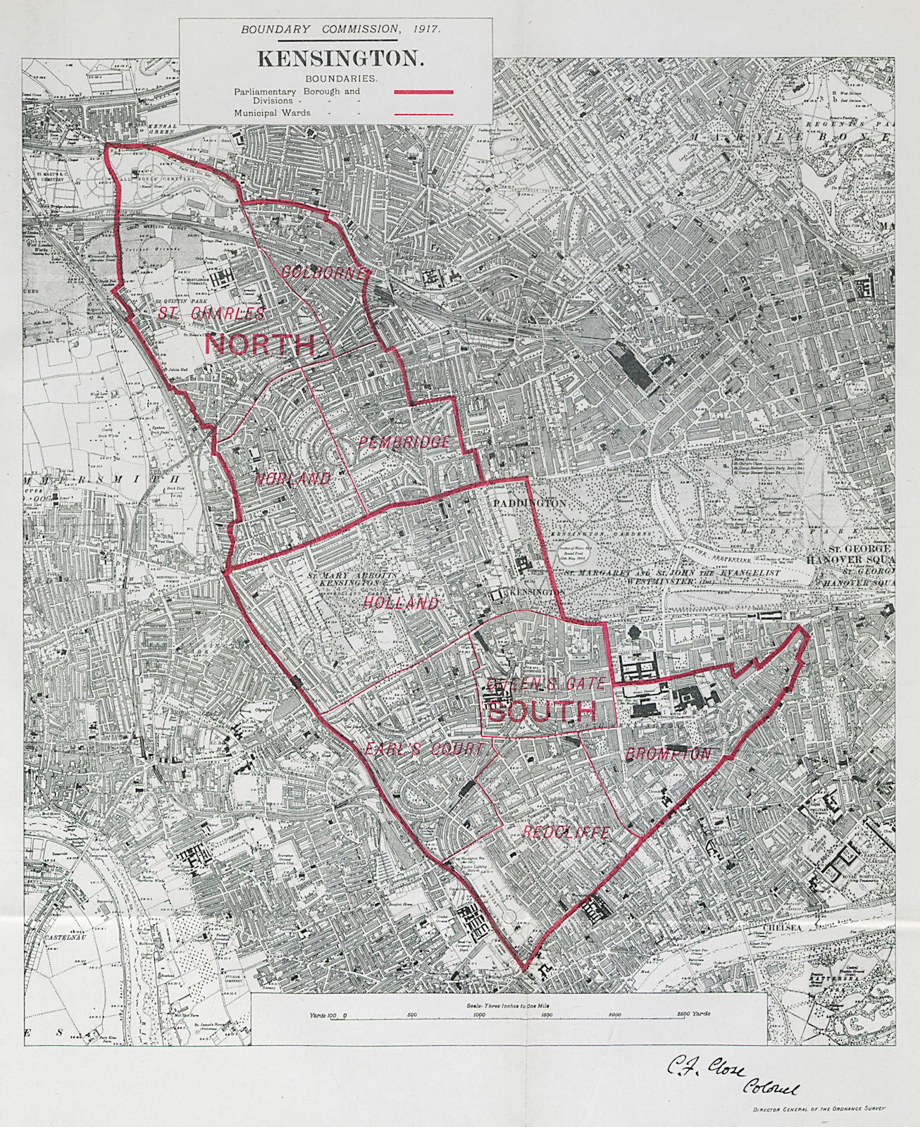 Kensington Parliamentary Borough. Holland Park. BOUNDARY COMMISSION 1917 map