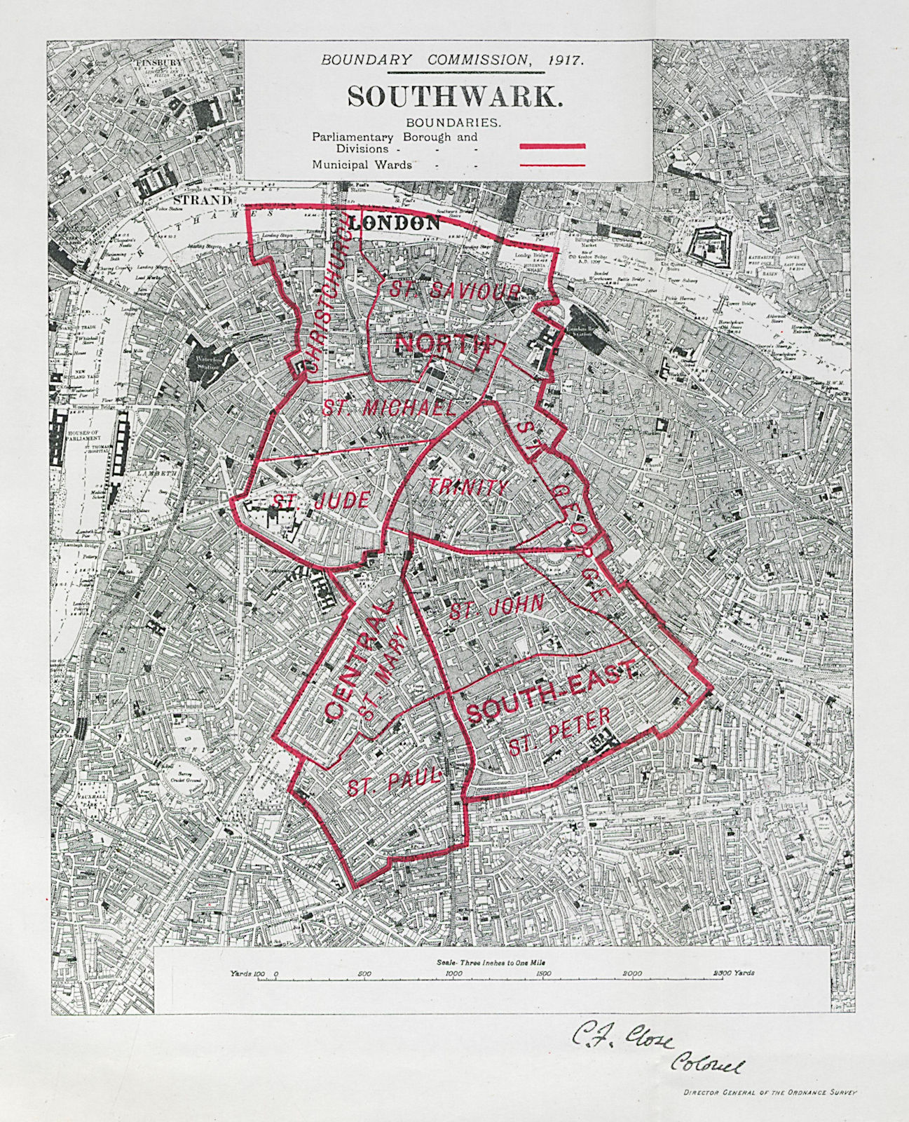 Associate Product Southwark Parliamentary Borough. London. BOUNDARY COMMISSION. Close 1917 map