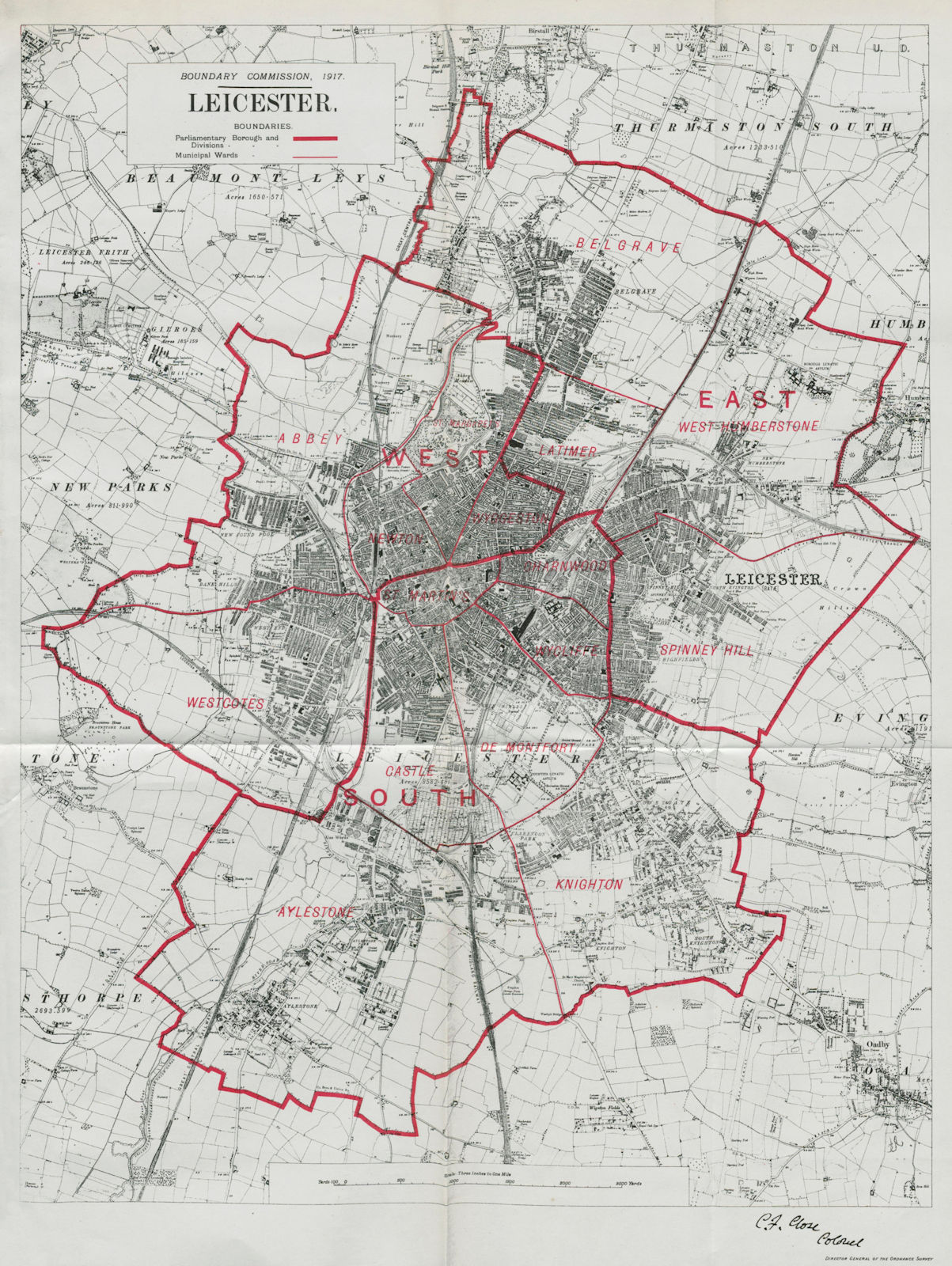 Associate Product Leicester Parliamentary Borough. BOUNDARY COMMISSION. Close 1917 old map