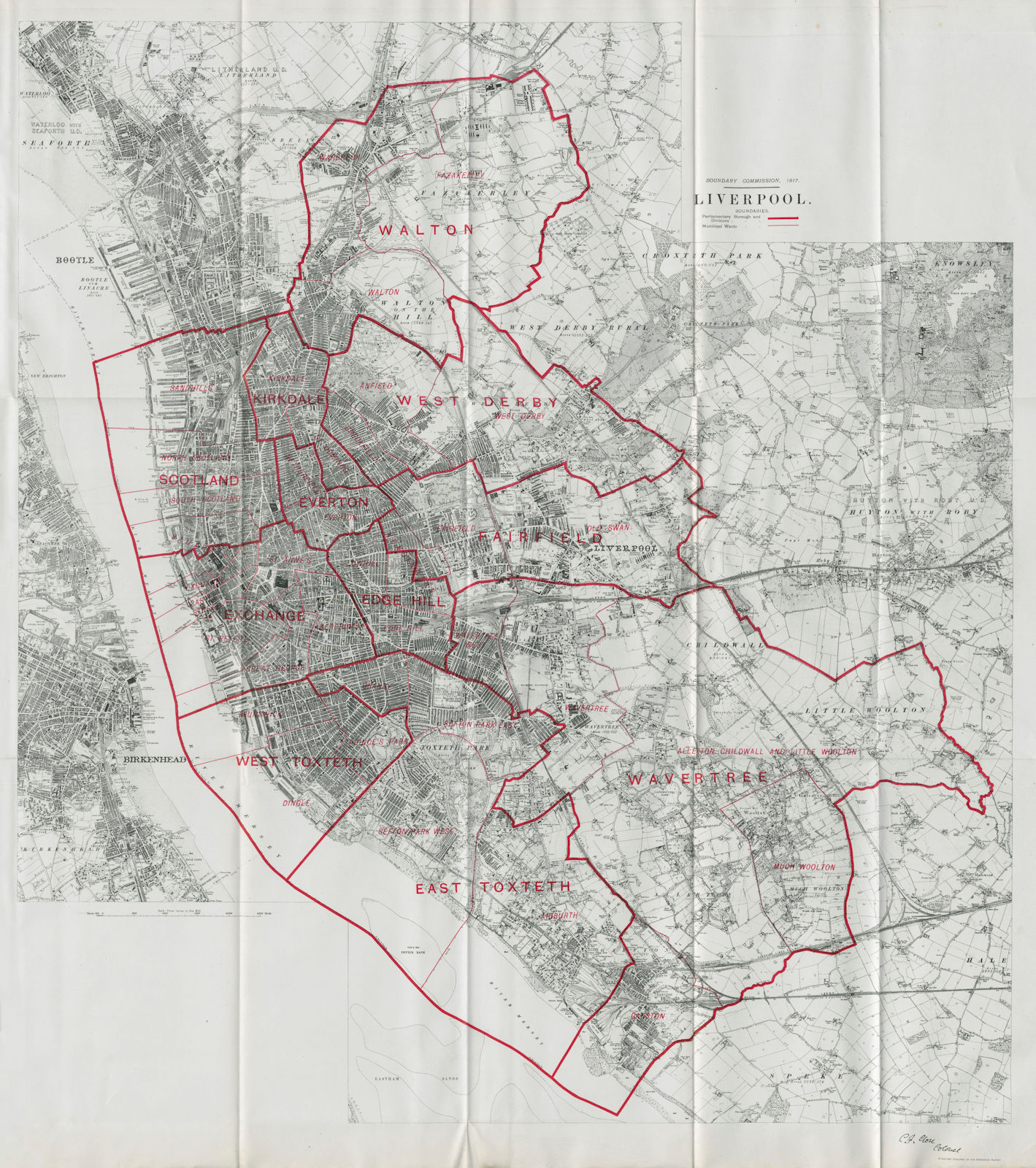 Liverpool Parliamentary Borough. Everton Walton. BOUNDARY COMMISSION 1917 map