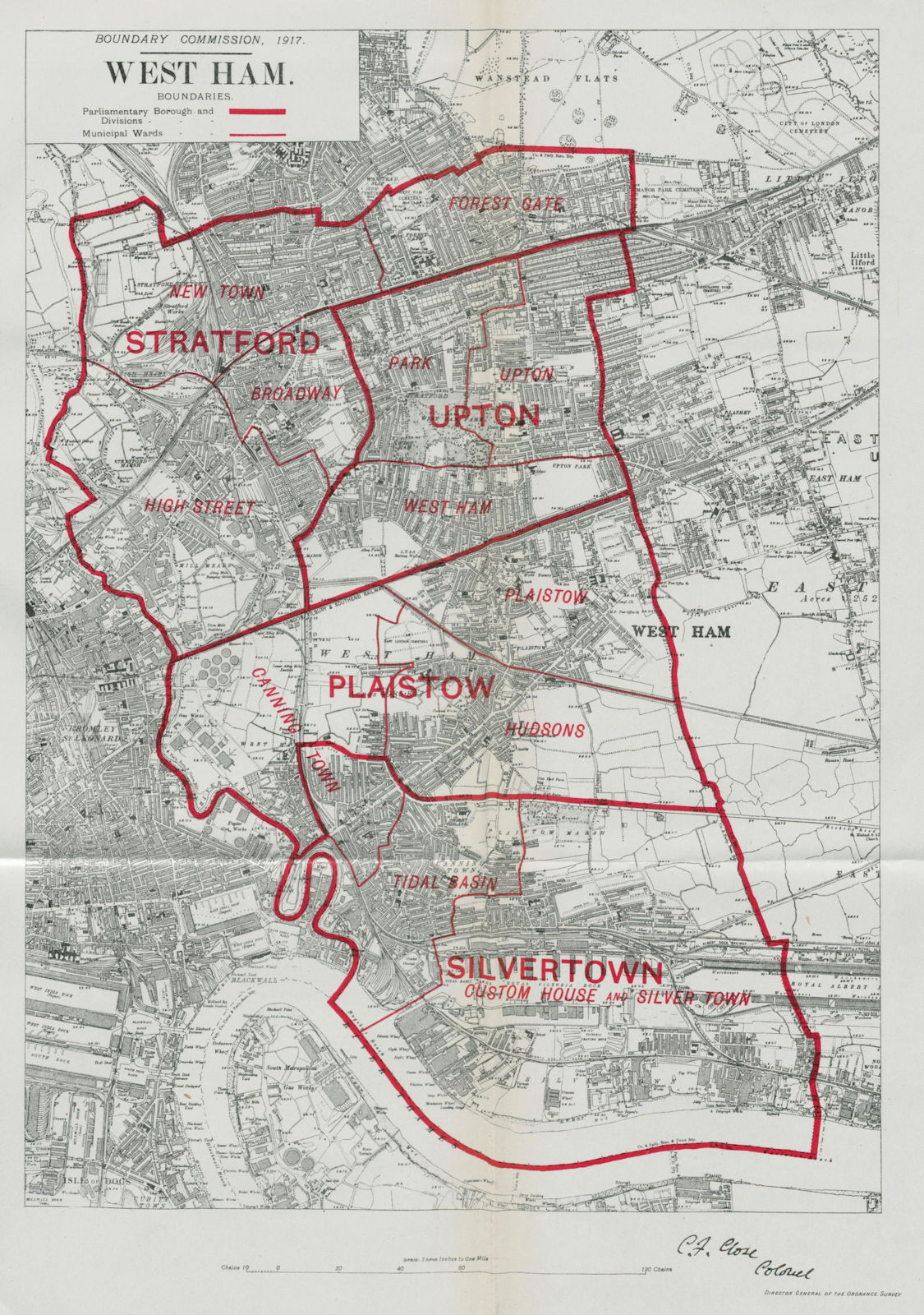 West Ham Parliamentary Borough. Stratford upton BOUNDARY COMMISSION 1917 map