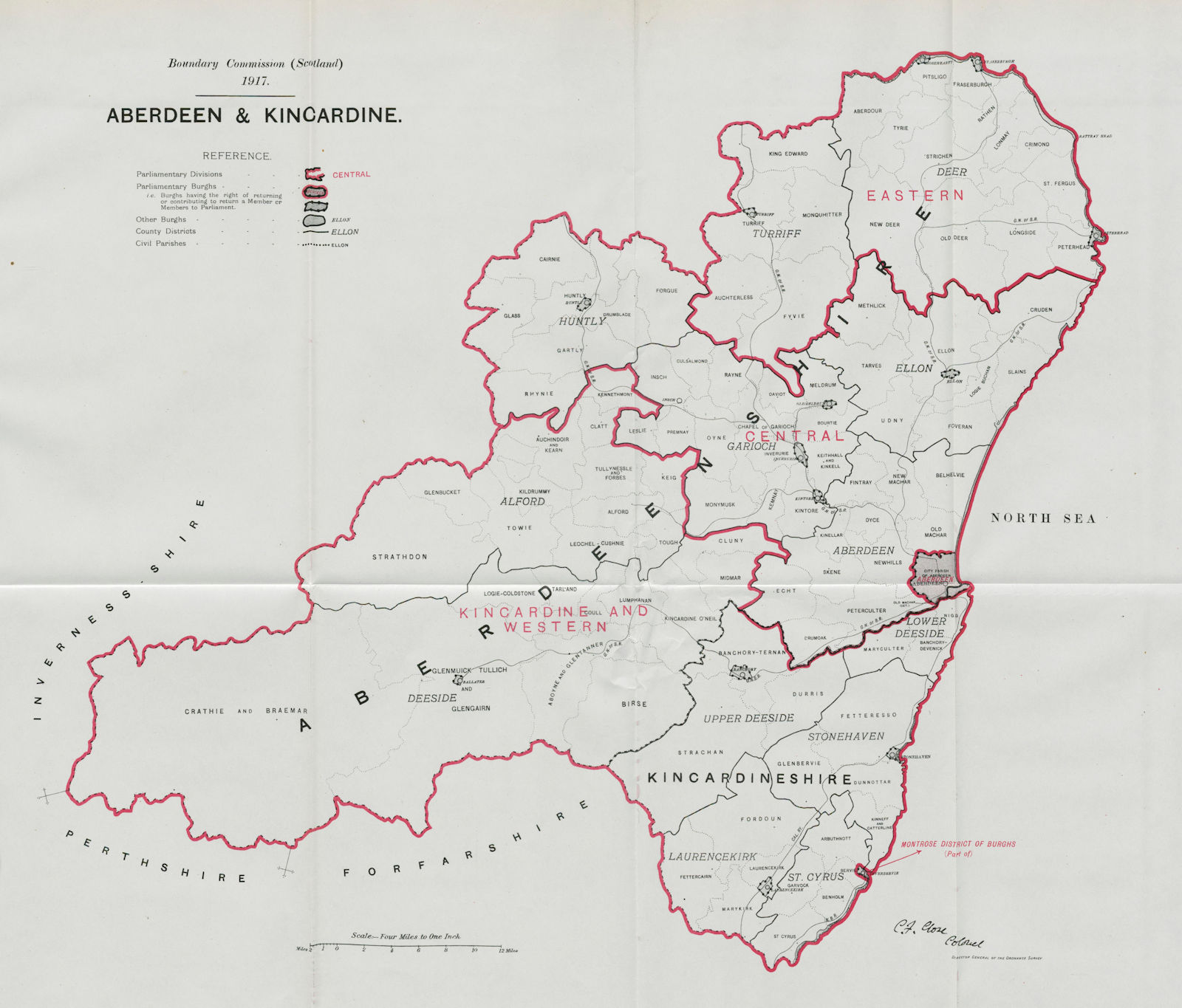 Associate Product Aberdeen & Kincardine Parliamentary County. BOUNDARY COMMISSION 1917 old map