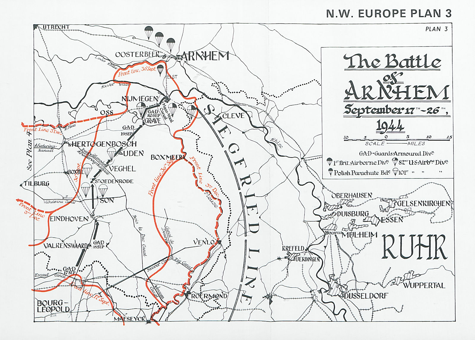 Battle of Arnhem, 17th-26th September 1944. Netherlands. World War Two 1994 map