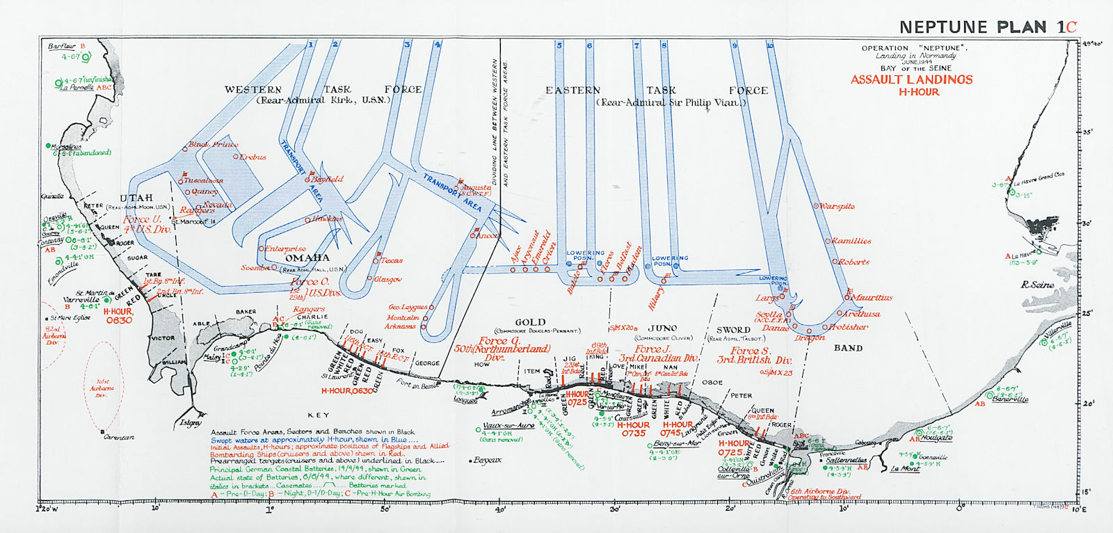 Associate Product Operation Neptune. Normandy Landings. D-Day June 1944. Assault Landings 1994 map
