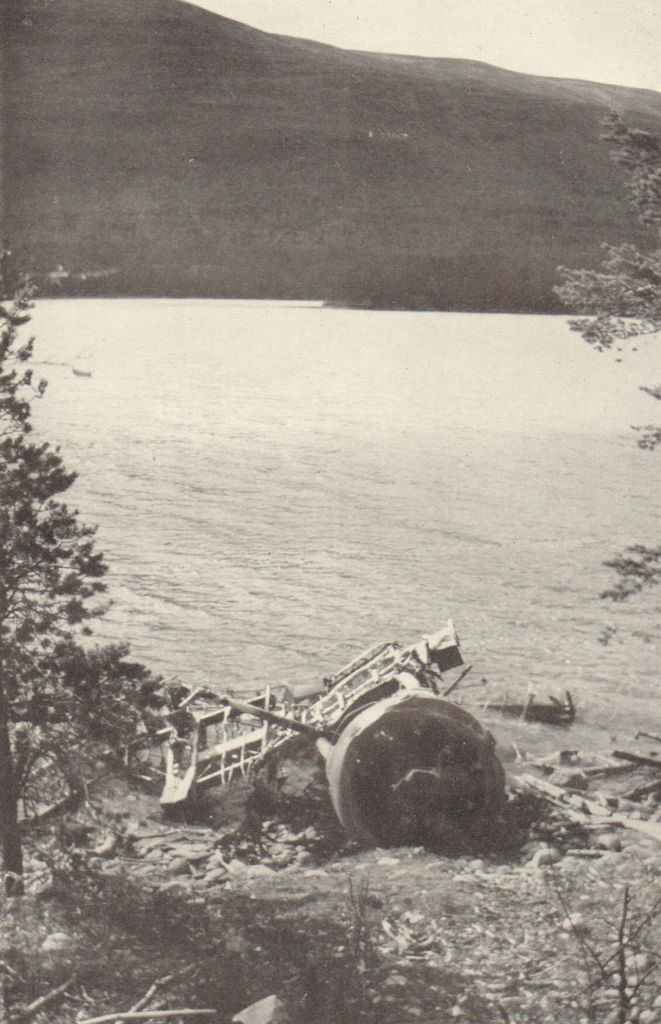 263 RAF Squadron Gladiator wreckage, Lesjaskogsvatnet in 1947. WW2 Norway 1953