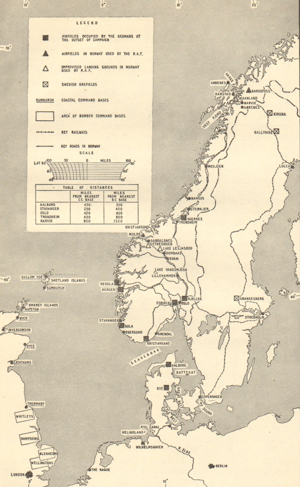 Associate Product The Norwegian Campaign, 1940. World War 2. Royal Air Force. Norway 1953 map