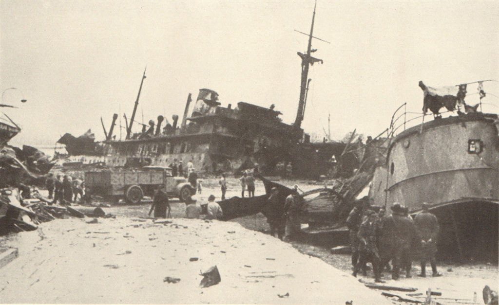 Axis shipping at Tripoli sunk by RAF bombing January 1942 World War 2 Libya 1954