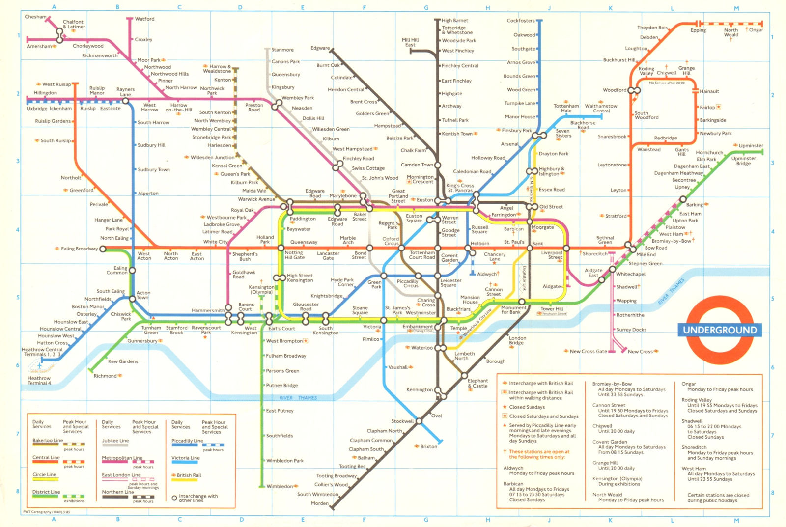 Associate Product LONDON UNDERGROUND tube plan map. Heathrow Terminal 4 under construction 1985
