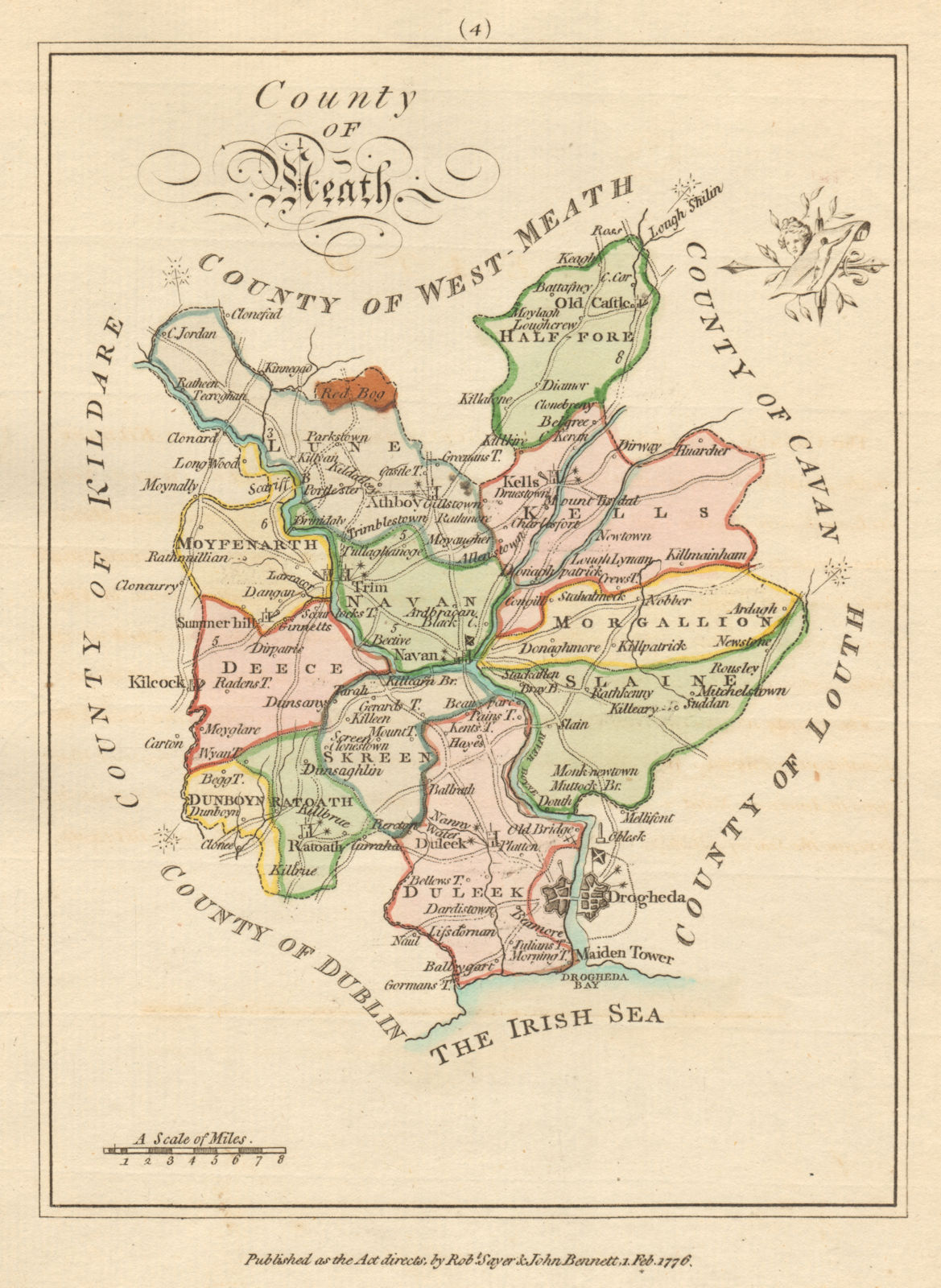 Associate Product County of Meath, Leinster. Antique copperplate map by Scalé / Sayer 1776