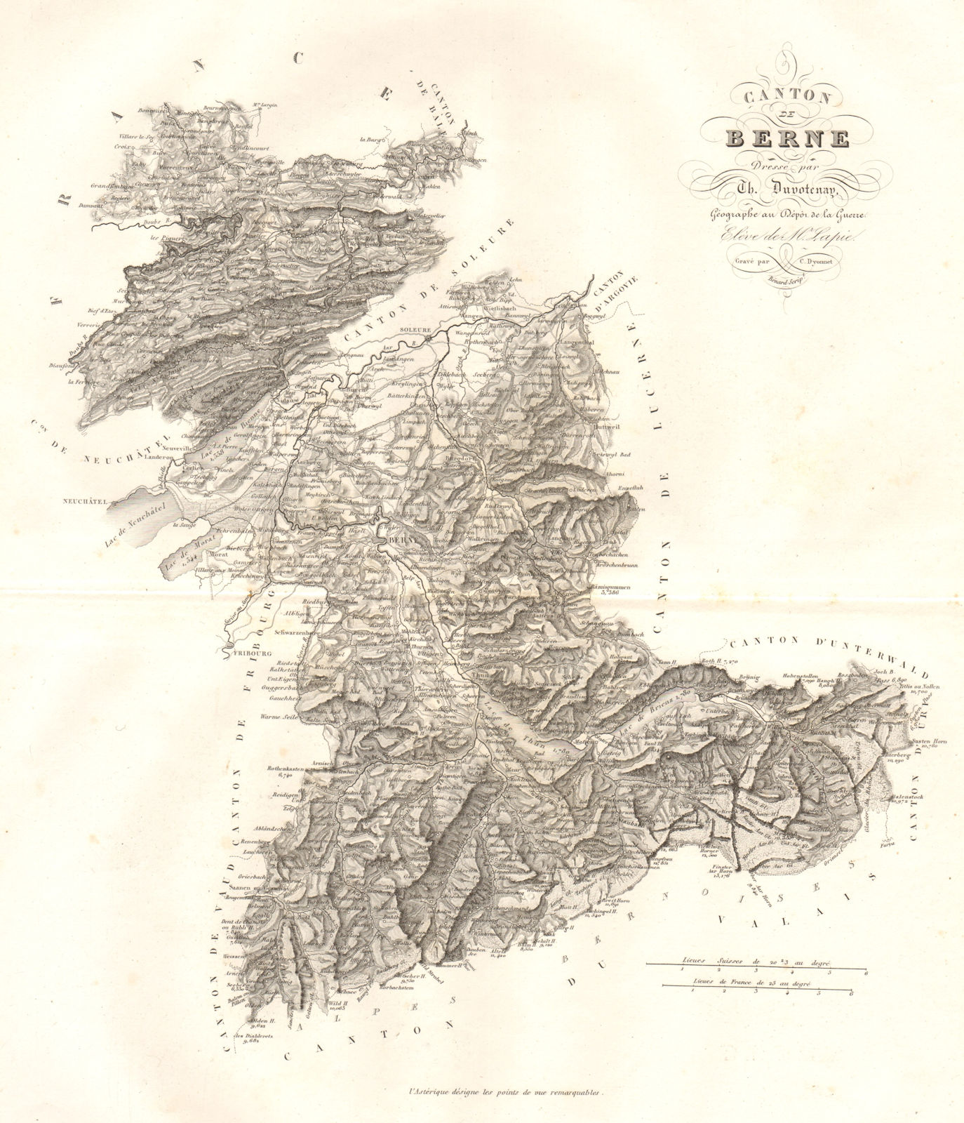 Canton de Berne. Berna. Suisse Schweiz Svizerra Switzerland. DUVOTENAY 1837 map
