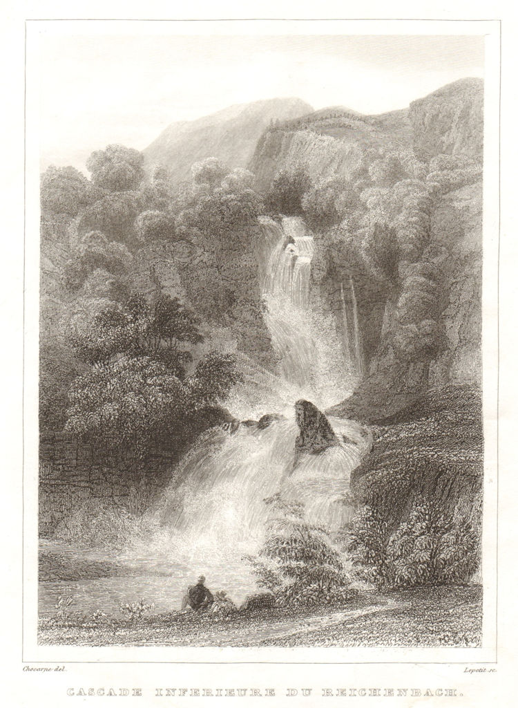 Cascade Inferieure du Reichenbach, canton of Berne. Falls. Berna. Suisse 1837