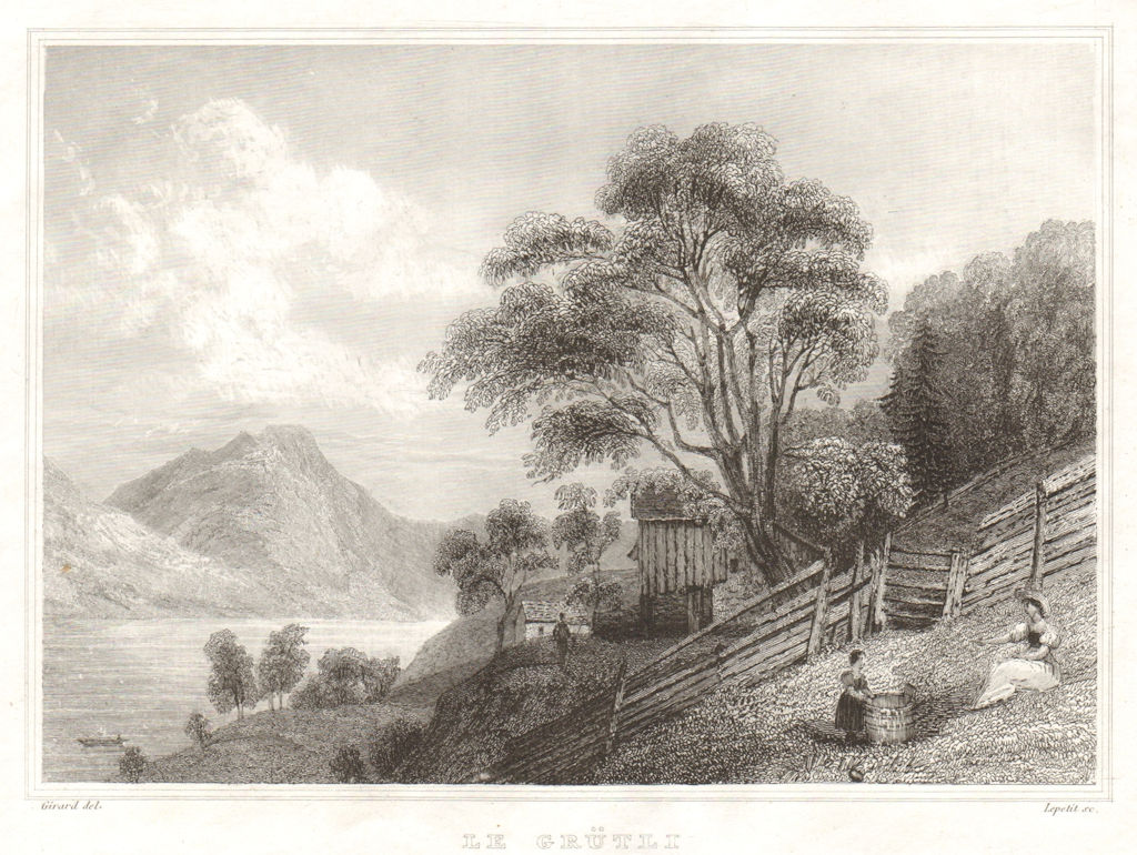 Associate Product Le Grütli. Grutli, Lake Lucerne, canton of Uri, Schweiz. Switzerland Suisse 1837