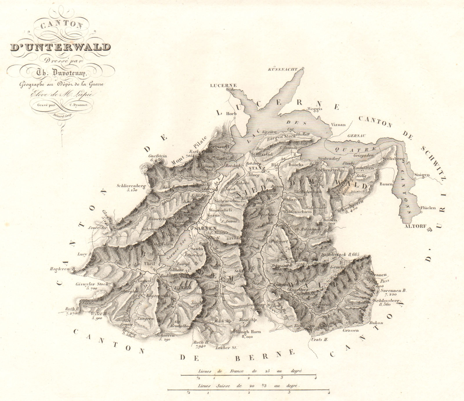 Associate Product Canton d'Unterwalden. Obwalden Nidwalden. Schweiz Switzerland DUVOTENAY 1837 map