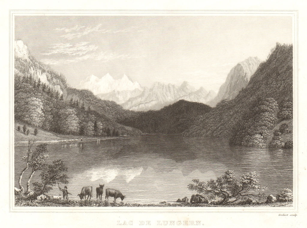 Lac de Lungern, Unterwalden. Lungerersee, Obwalden. Obvaldo Sursilvania 1837