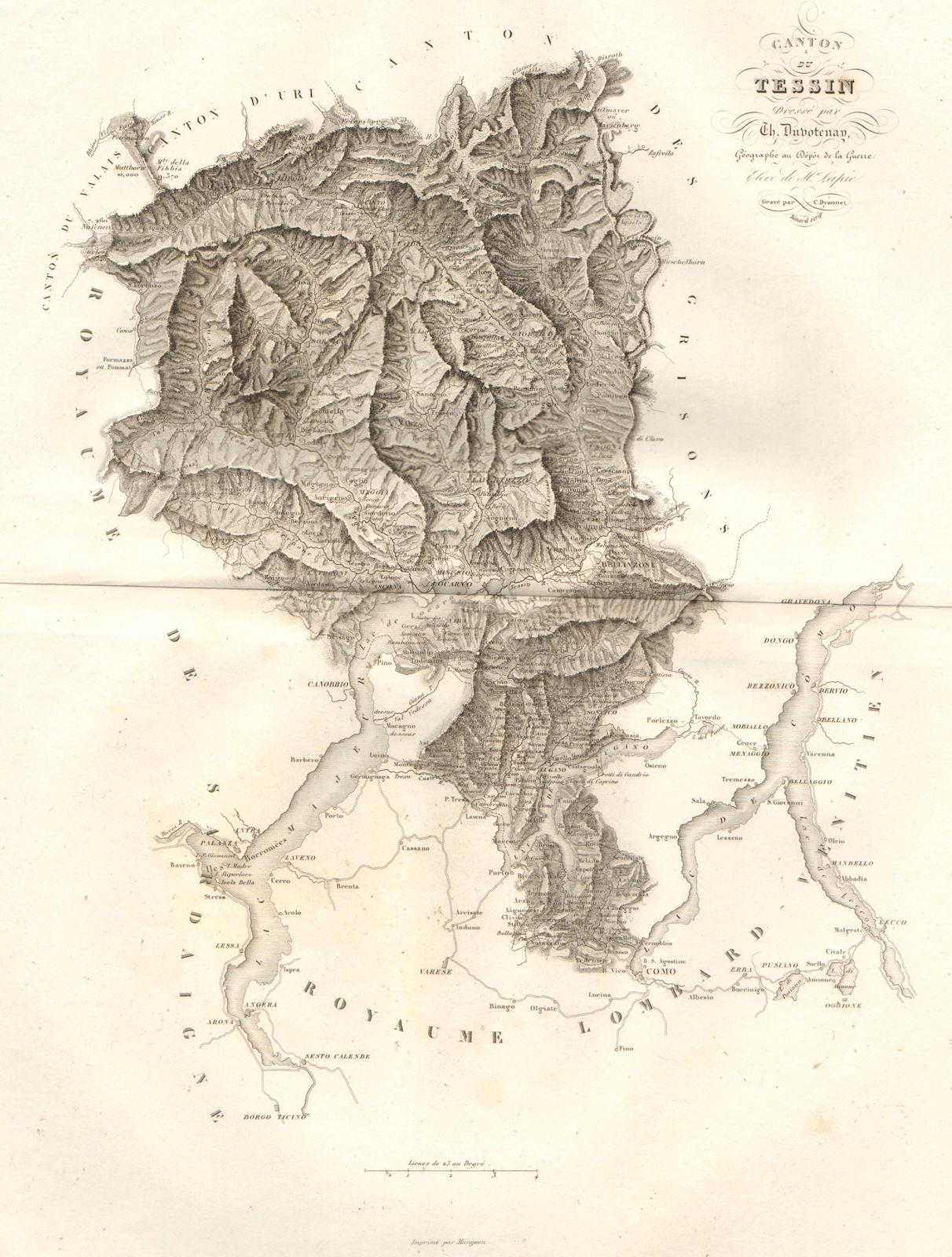 Associate Product Canton de Tessin. Ticino. Svizerra Schweiz Suisse Switzerland DUVOTENAY 1837 map