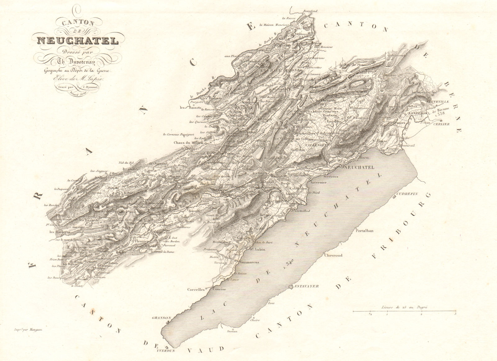 Associate Product Canton de Neuchatel. Neuchâtel Neuenburg. Suisse Switzerland. DUVOTENAY 1837 map