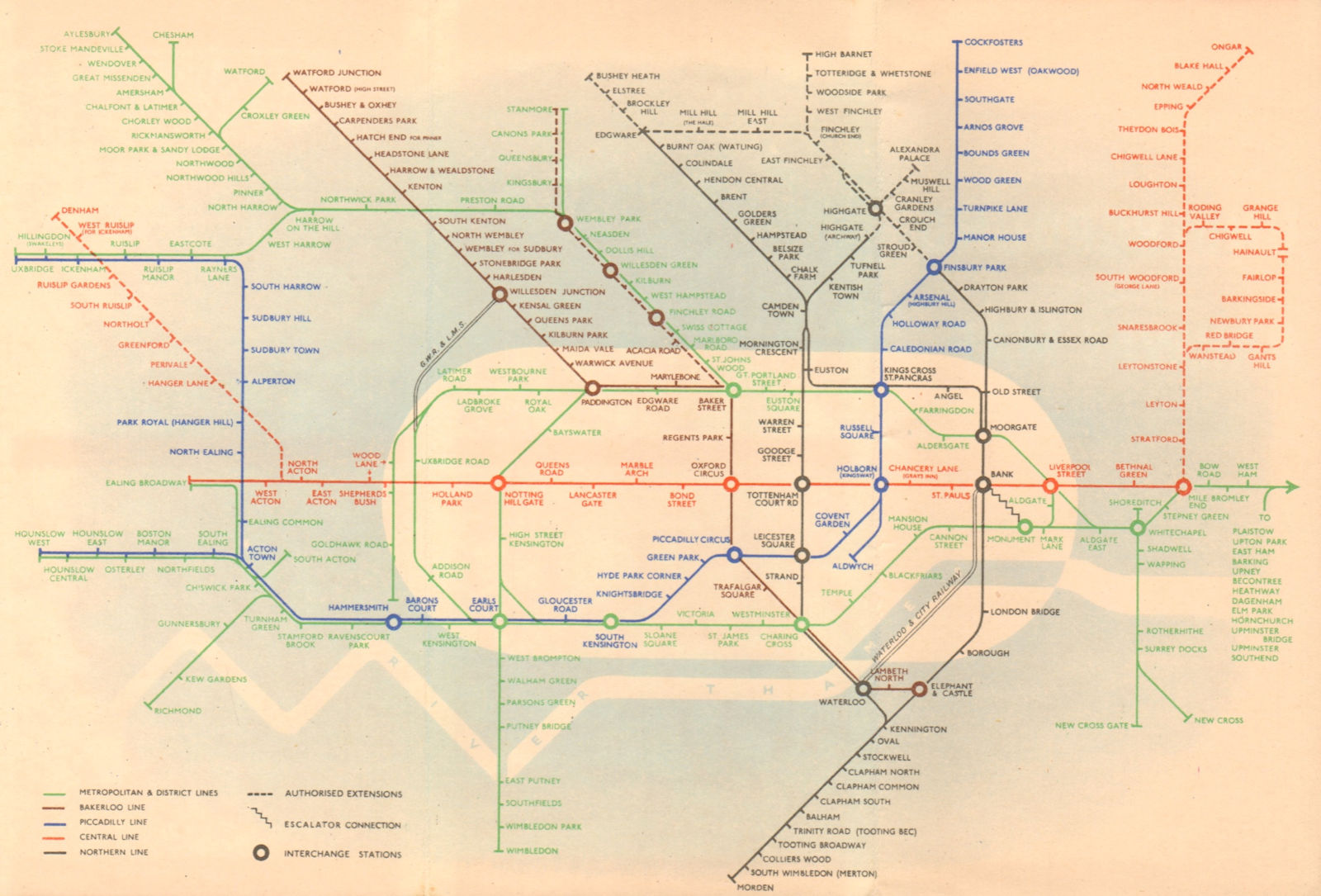 Associate Product LONDON UNDERGROUND tube plan map diagram. Northern Heights ZERO/SCHLEGER #2 1938