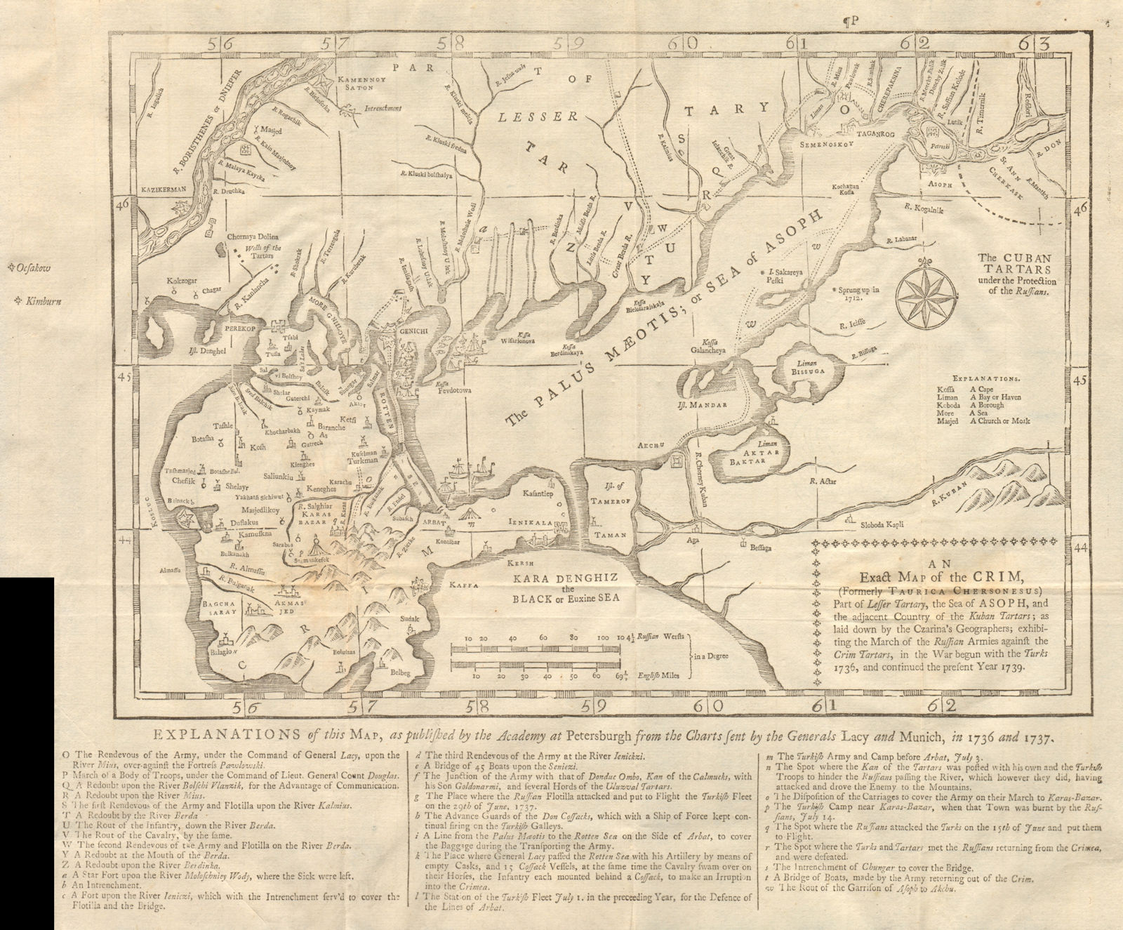 An exact map of the Crim formerly Taurica Chersonesus. Crimea GENTS MAG 1739