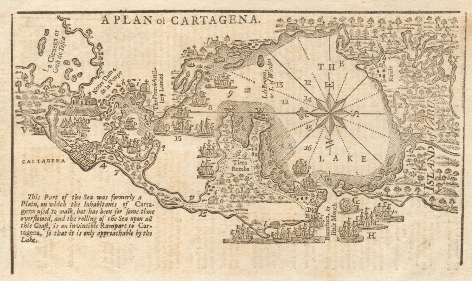 A plan of Cartagena. Colombia. GENTS MAG 1740 old antique map chart