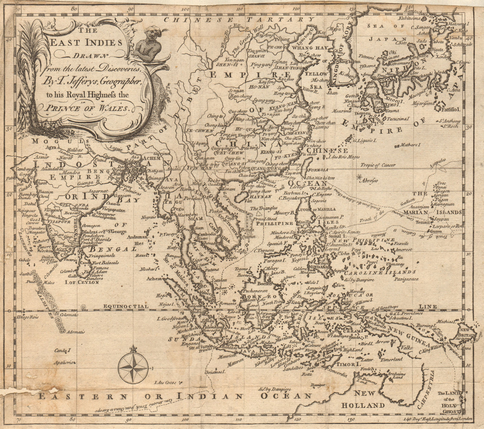 The East Indies drawn from the latest discoveries by T. Jefferys. Asia 1748 map