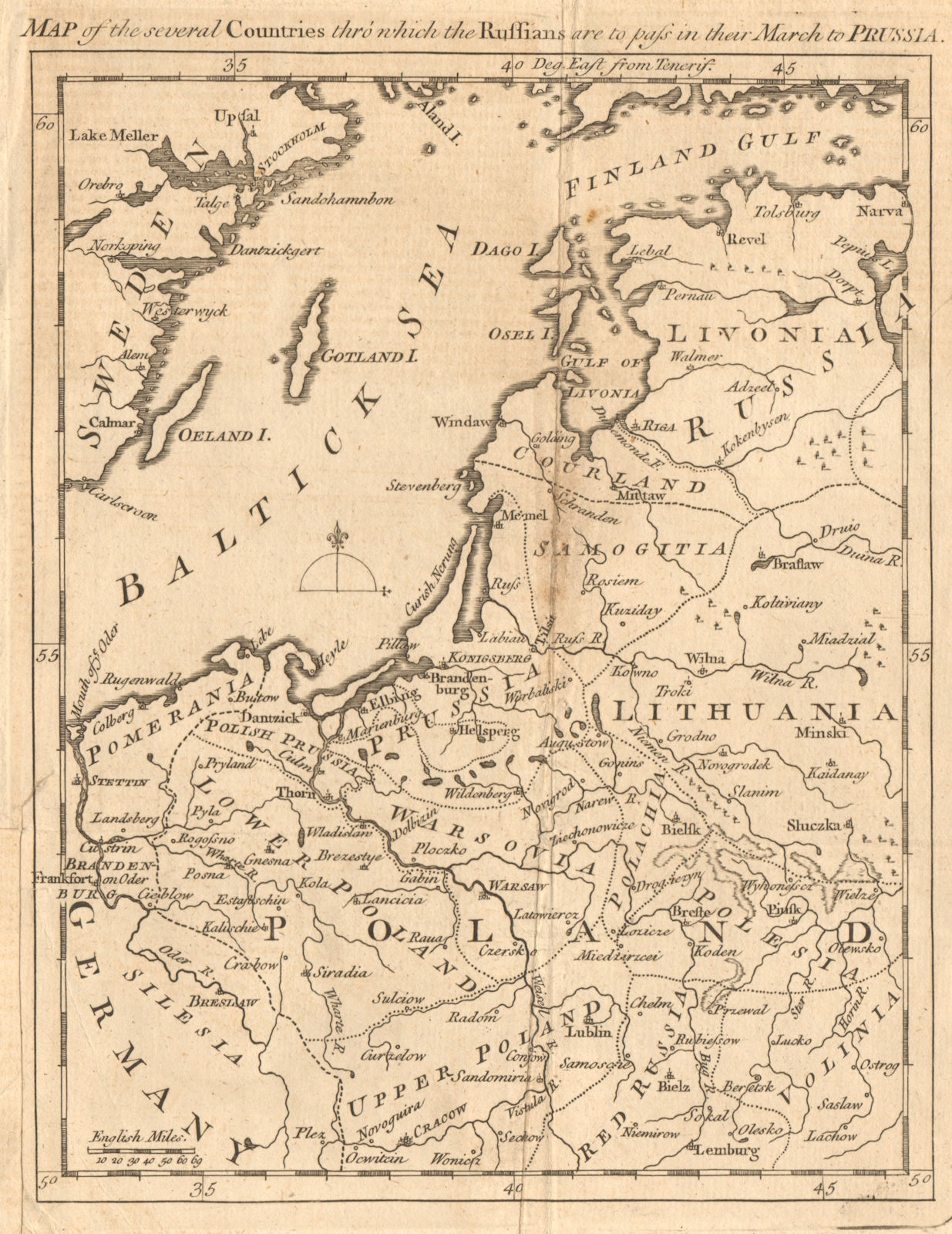 The several countries… Lithuania Latvia Estonia Poland. GENTS MAG 1757 old map