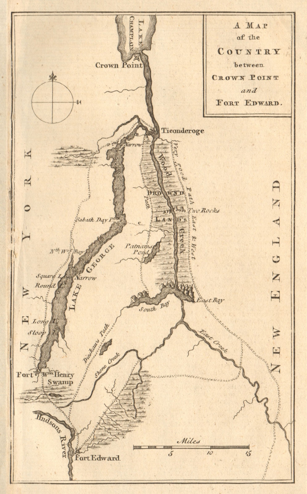 The country between Crown Point & Fort Edward. New York state GENTS MAG 1759 map